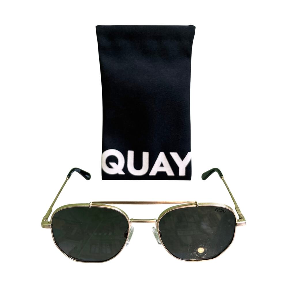 Quay Unisex Locals Only Smoke Polarized Sunglasses Brushed Gold 145 55 20